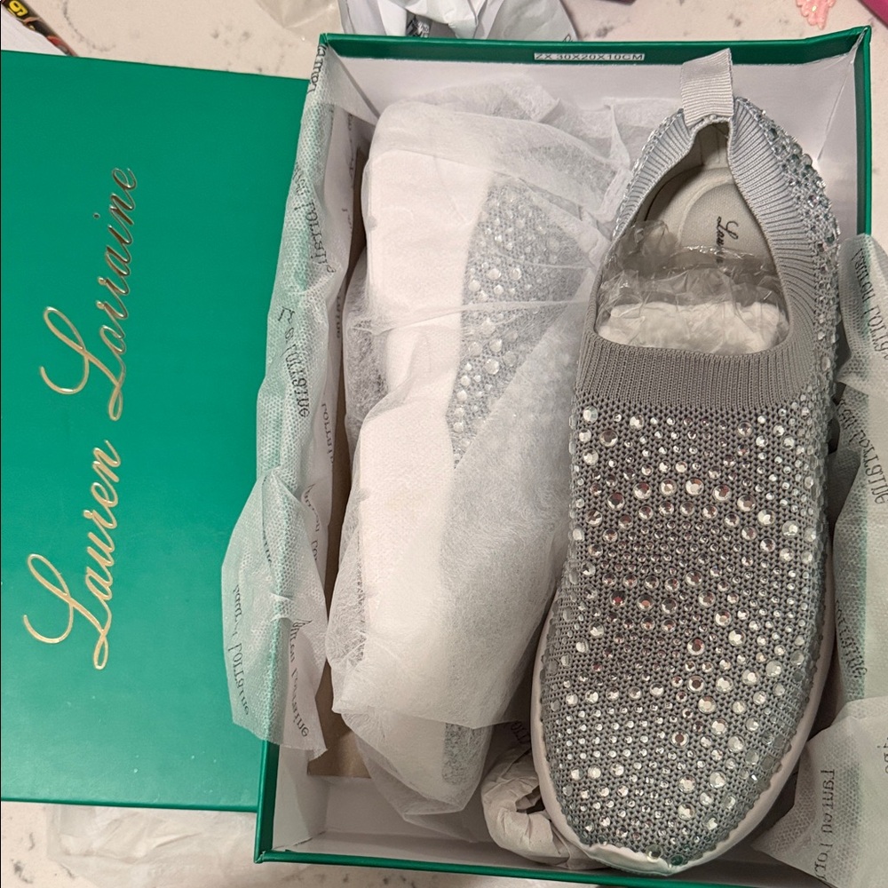 Lauren Lorraine Silver Embellished Sneakers